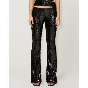 NWT Khy by Kylie Jenner Black Sequin Low-Rise Bootcut Pants | Size S